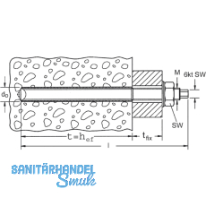 FISCHER RG M10x130 Ankerstange Edelstahl A4 mit Mutter und Scheibe