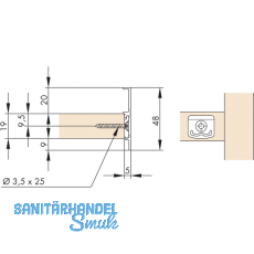 EKU-FORTE Reling, 48 x 5 mm, Lnge 3000 mm, Aluminium eloxiert