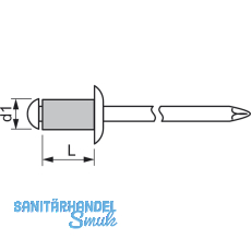 ISO15979 GESIPA Blindniete Flachrundkopf 4.8x16 Stahl verzinkt mit Stahldorn