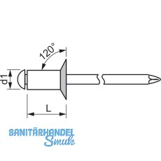ISO15984 Blindniete Senkkopf 3.0x 6 Edelstahl mit Edelstahldorn