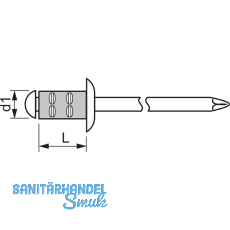 GESIPA Poly Grip Mehrbereichsniete Flachrundkopf 4.8x15 Aluminium mit A2-Dorn