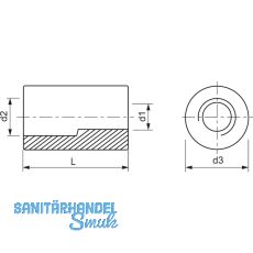 Gewindereduziermuffen von M10 auf M12 verzinkt Sechskantausfhrung