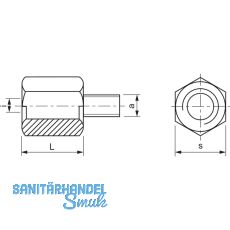 Gewindereduzierstcke von M16 auf M12 verzinkt Sechskantausfhrung