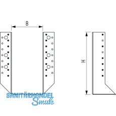 GH Balkenschuh Kombi 04 aussenliegend 80x210 - Stahl feuerverzinkt