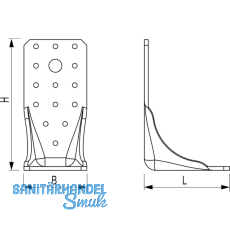 GH Winkelverbinder KR/E 285x90x65x4 - Stahl feuerverzinkt