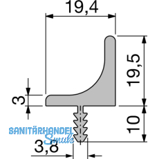 Griffleiste Amros Lnge 5000 mm, ablngbar, Aluminium Edelstahl Effekt