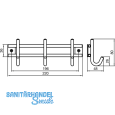 Garderobenleiste Satis mit 4 Haken, Breite 300 mm, Edelstahl gebrstet
