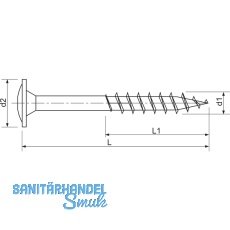 Holzbauschraube Tellerkopf 6.0x160 Teilgewinde Torx 25 Edelstahl A2 m. Zulassung