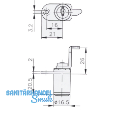 HEKNA Zentralverschluss 120, Zylinder  16,5 mm, Zamak vernickelt