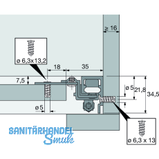 HETTICH - Abdeckprofil fr Laufprofil Vertico Mono, Lnge 2500, AL silber elox.