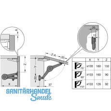 Hochstellsttze DUO, RECHTS+LINKS verwendbar, FE vernickelt