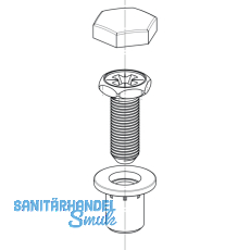 Hhenverstellschraube M6 mit Einbohrmuffe und Abdeckkappe,