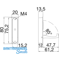 Klapphaken Votan zum Einlassen - 1 Haken, Hhe 80 mm, ZN verchromt poliert