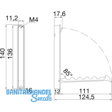 Klapphaken Mitnal zum Einlassen - 4 Haken, Hhe 160 mm, ZN Edelstahl Effekt