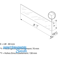 BLUM LEGRABOX Einschubelement-Vorne, H=70, KB=1200, Glas klar