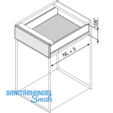 BLUM LEGRABOX pure SET H M, TIP-ON, 70kg, NL 600, INOX