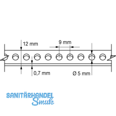 Lochband 12mm verzinkt 10 Meter auf einer Rolle in Plastikbox