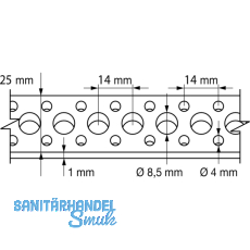 Lochband 25mm verzinkt 10 Meter auf einer Rolle in Plastikbox