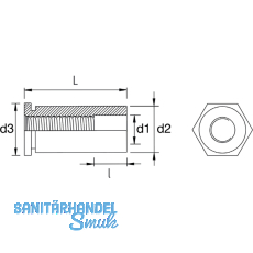 MARKTECH Einpressbuchse M3x 6 Grosskopf verzinkt off