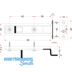 Mbelriegel gekrpft, 20x80, silberfarbig