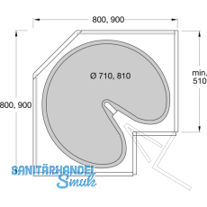 NINKA ProArc Drehboden,  710 mm, KB 800 mm, Polystyrol alugrau