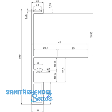 Griffleiste zum Einnuten breit, L - 2600, Aluminium silber eloxiert