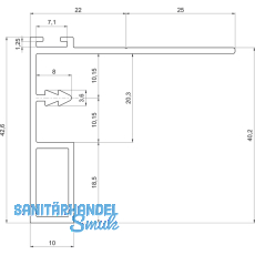 Griffleiste zum Einnuten Aussen schmal, L - 2600, Aluminium silber eloxiert