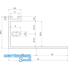 Gegen - Griffleiste zum Einnuten, L - 2600, Aluminium silber eloxiert