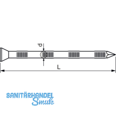 Riffelnagel 4.5x100 verzinkt Senkkopf mit Diamantspitze