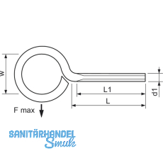 Ringschraube mit metrischem Gewinde M 6x60 verzinkt-blau