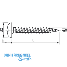 S-Spanplattenschraube Halbrundkopf 5.0x 55 Vollgewinde Torx 25 verzinkt-blau