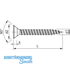 Spanplattenschraube Senkkopf 4.0x 20 Vollgewinde Pozidriv 2 Edelstahl A2