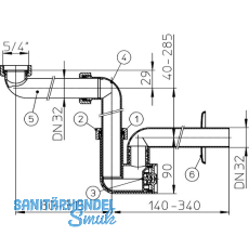 SOLIDO 5/4" x 32 mm Raumspar-Mbelsiphon