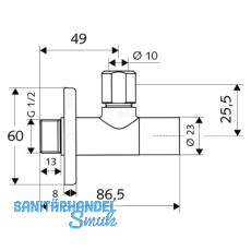 Design-Eckregulierventil Stile, Messing verchromt