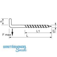 Kreuzschlitzschraubhaken mit Holzgewinde 5.2x 50 verzinkt-blau