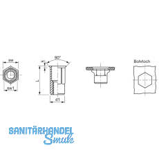 Mikromutter Teilsechskant Rundschaft offen M 5x14.0 Edelstahl