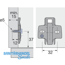 HETTICH Anschraub - Kreuzmontageplatte-Systemschraube 9071667, D 3, Stahl