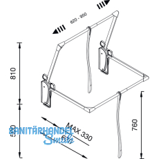 Kleiderlift Innominato, VB 620-950, Tragkr. 8KG, KS schwarz/FE verchromt