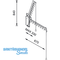 Kleiderlift Otto, H 885, Tragkraft 5KG, Kunststoff wei