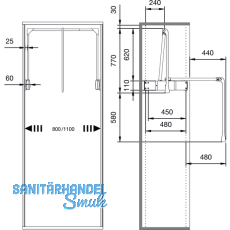 Kleiderlift Super, Korpusinnenma 800-1100, Tragkr. 12.5KG, KS/FE, grau