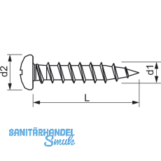 SFS-SPT/14 Beschlagschraube Halbrundkopf 4.3x20 PH 2 Stahl silber f.Kunststoffpr