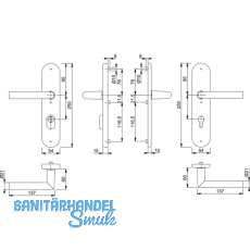 HOPPE SH-Drckergt. AMSTERDAM - auf LS PZ88, TS67 - 72, mK., Alu, silber elox.