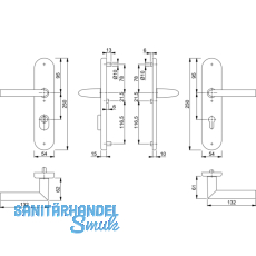 HOPPE SH-Drckergt. STOCKHOLM - auf LS PZ88, TS67 - 72, mK., Alu, silber elox.