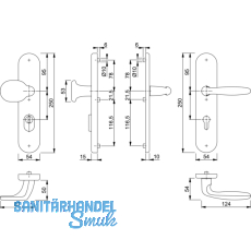 HOPPE SH-Wechselgt. VERONA - auf LS PZ88,TS42-47,SST 8,5, oK.,silber elox