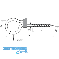 Schaukelhaken mit Holzgewinde 10x130 verzinkt-blau TV-geprft