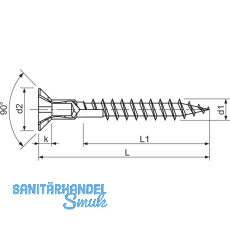 SPAX Senkkopf 4.5x 25 Vollgewinde Pozidriv 2 mit Kopflochbohrung verzinkt-blau