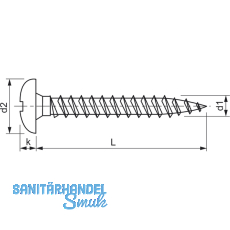 Spanplattenschraube Halbrundkopf 4.5x 30 Vollgewinde Torx 20 Edelstahl A2