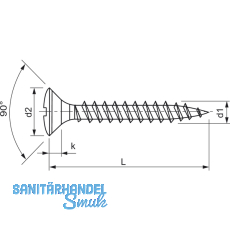Spanplattenschraube Linsensenkkopf 3.0x 25 Vollgewinde Pozidriv 1 vermessingt