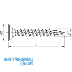 Spanplattenschraube Senkkopf 4.0x 20 Vollgewinde Doppelganggewinde verzinkt-blau