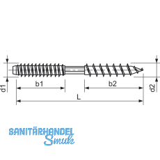 Stockschraube 8x140 Torx verzinkt mit Schlsselflche